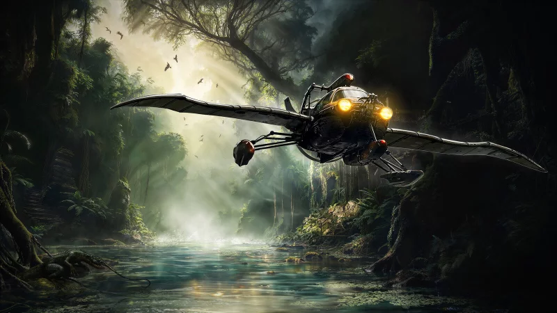 Unser "Hydraflot" ist so einiges: Flugzeug, Hubschrauber, U-Boot und noch einiges mehr. In "Amerzone" ist er uns ein treues Gefährt. - © Microids