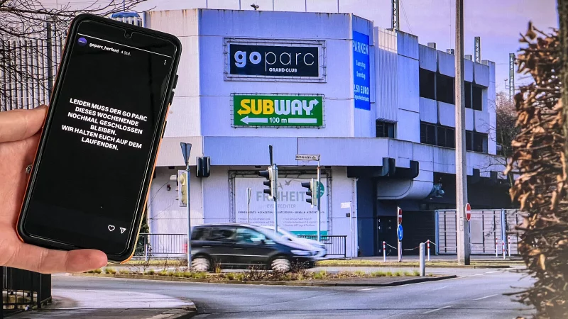 Auch am vergangenen Wochenende blieb die beliebte Großdisco in Herford zu. Per Instagram informierte der Go Parc potenzielle Gäste. - © Daniel Salmon