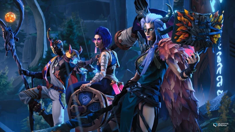 Von links nach rechts: Der "Feuer Elementarist", die "Mystische Schreiberin" und die "Sumpfhexe" sind drei der sechs spielbaren Charaktere in der Closed Beta 1 von "Spellcasters Chronicles". - © Quantic Dream SAS