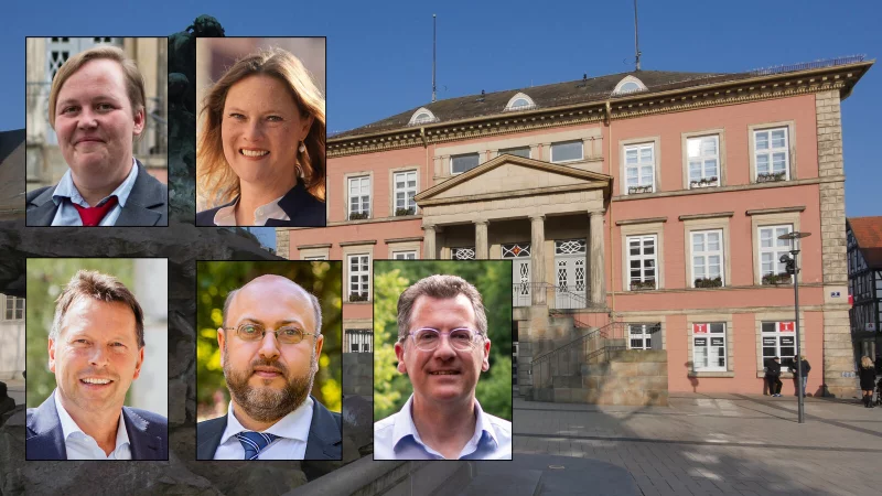 Wer sitzt nach der Kommunalwahl 2025 auf dem Chefposten im Detmolder Rathaus? - &copy; Jost Wolf/ Montage: Anja Friebe
