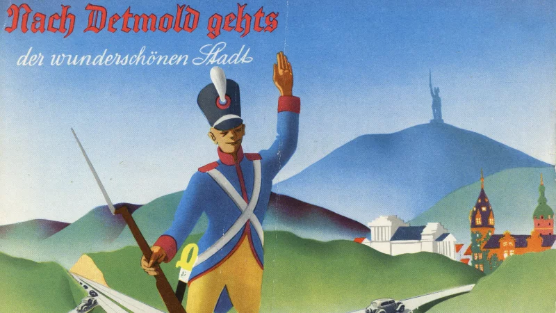 Das 1928 eingerichtete Städtische Verkehrsamt hatte die Aufgabe, die Besucher vom Hermannsdenkmal in die Stadt zu locken. Neben unzähligen Bussen erreichten in den 1930er Jahren bis zu 50 Sonderzüge jährlich die Residenzstadt. Die Gaststätten der Stadt profitierten von den Tagesgästen, Hotels und Pensionen von den Urlaubern. - © Städtisches Verkehrsamt