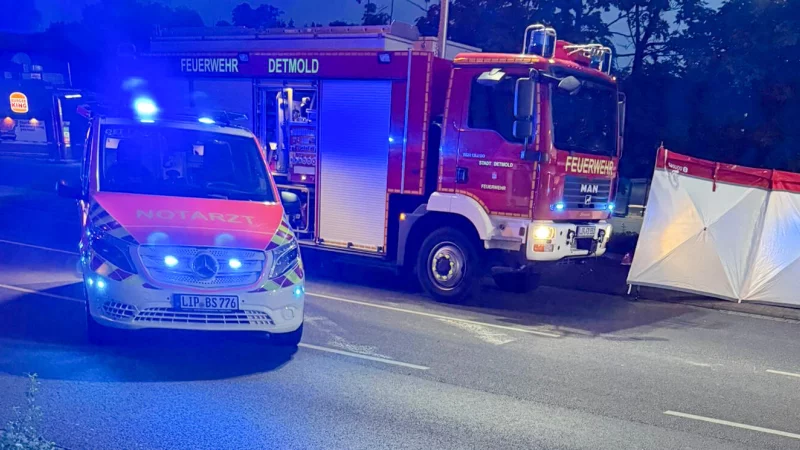Die Feuerwehr unterstützte die Polizei bei der Unfallaufnahme. - © Feuerwehr Detmold/Phil Offer
