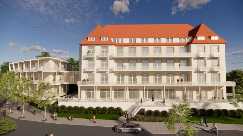 So soll der komplett sanierte Fürstenhof aussehen. Die Fassade wird ihre historische Anmutung behalten. - © Eggersmann-Gruppe