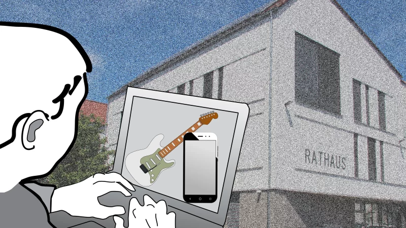 Ein Mitarbeiter der Stadt Lage soll sich diverse Wertgegenst&auml;nde - von E-Gitarren bis zu Mobiltelefonen - auf Kosten der Stadtverwaltung bestellt haben. Der mutma&szlig;liche Betrug flog nur durch Zufall auf, jetzt steht der Lagenser kommende Woche vor dem Sch&ouml;ffengericht. - &copy; Symbolfoto: Cordula Gr&ouml;ne / Pixabay.com - Montage: LZ