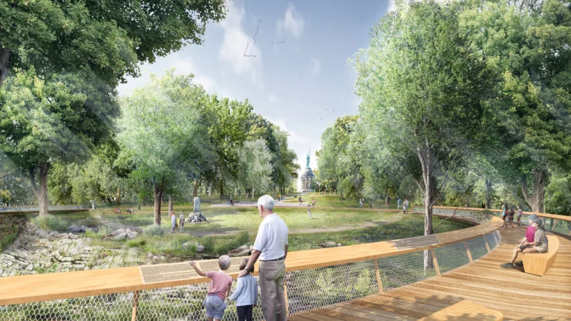 Ein zentraler neuer Anziehungspunkt soll im Bereich der Bismarckwiese entstehen. Der Lipperlandring zeigt eine ganz neue Sicht auf das Hermannsdenkmal. - &copy; Landesverband Lippe