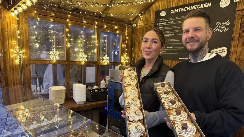 Jasmin Kemper und Christian Dudenhöfer treffen mit ihrem "Zimtzauber" den Nerv der Zeit und locken dank Social Media Zimtschnecken-Fans von weit her nach Bad Salzuflen. - © Sandra Castrup