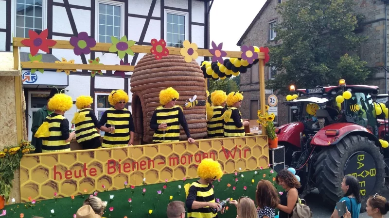 Das Bild zeigt einen Festwagen beim Umzug im Rahmen des Heimatfestes Hohenhausen 2019. - © Archivfoto: Jens Rademacher