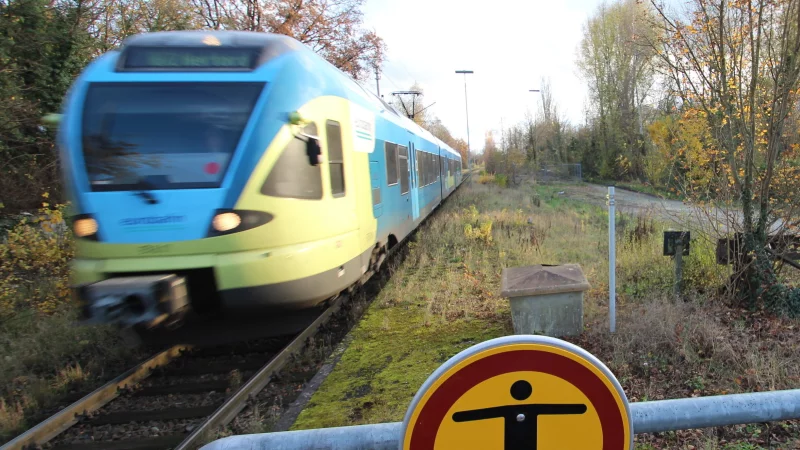 Ganz sch&ouml;n flott: Die Eurobahn f&auml;hrt in den Bahnhof Sch&ouml;tmar ein. Der Fahrgastverband lobt die Pl&auml;ne f&uuml;r eine S-Bahn OWL, fordert aber einen weitergehenden Gleis-Ausbau. - &copy; Jens Rademacher