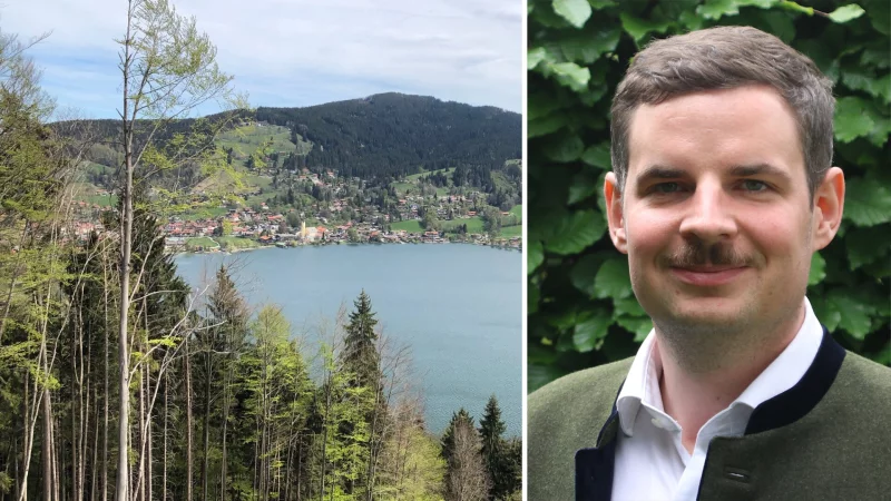 Blick aus dem Bergwald auf die Gemeinde Schliersee. - &copy; Bayerische Staatsforsten