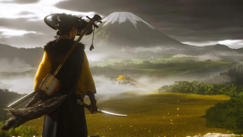 Protagonistin Atsu blickt auf die weite, geheimnisvolle Landschaft von Ezo, bereit f&uuml;r ihre Rachemission in "Ghost of Yotei". - &copy; Sony Interactive Entertainment