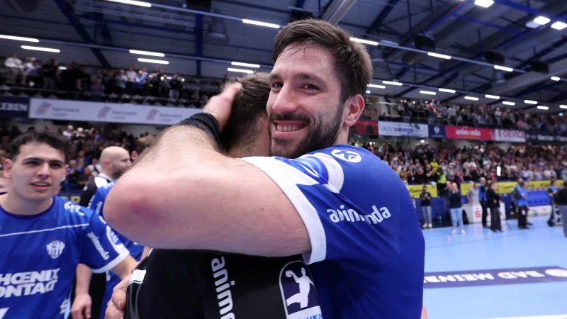 Die Freude bei Tim Suton und der TBV-Mannschaft kennt nach dem 30:27 gegen Gummersbach keine Grenzen. - &copy; Paul Cohen