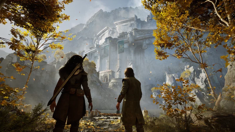 Ryn und ihr Begleiter erkunden die mystische Landschaft von Echoes of the End, die von der isl&auml;ndischen Natur inspiriert ist. - &copy; Myrkur Games