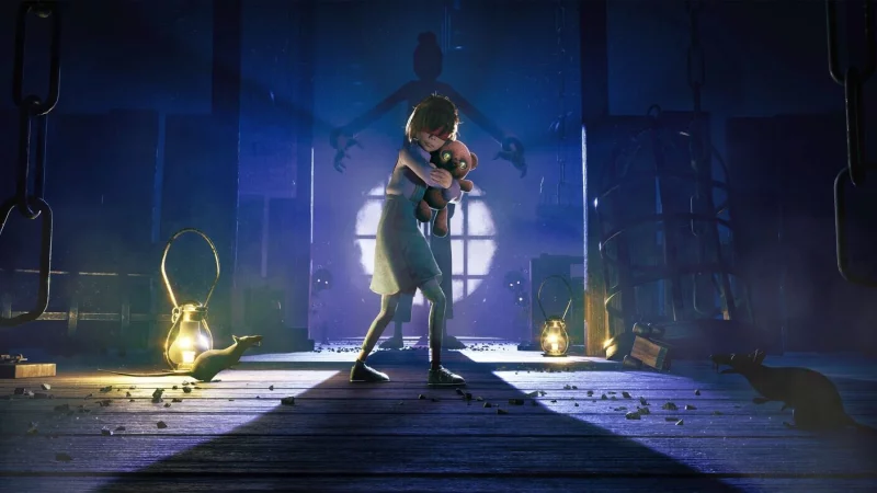 Die kleine Sophie ist gefangen in einer riesigen und unheimlichen Villa. Das Haushälter-Paar hat ihr das Augenlicht genommen – sehen kann Sophie nur noch mit den Augen ihres Teddybären. Das ist eigenwillig, funktioniert in diesem Spiel aber grandios! - © The Gang