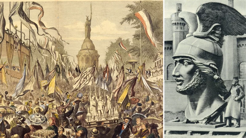 Das Hermannsdenkmal feiert Geburtstag - am 16. August vor 150 Jahren wurde es feierlich eingeweiht. Auf den Bau, die Einweihung und das, was dahintersteckt, blickt Folge 2 des LZ-Podcasts "Mythos Arminius". - &copy; Landesmuseum Detmold/Lippische Landesbibliothek