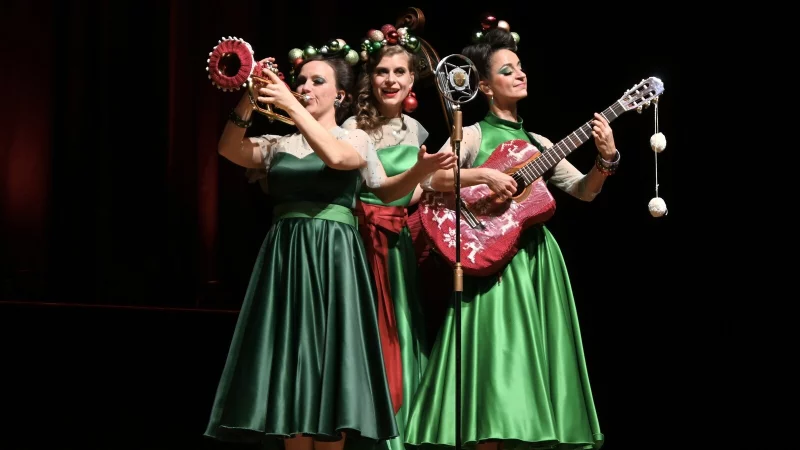 Mit Christbaumkugeln geschmückt waren die "Zucchini Sistaz" bestens für ihr Weihnachtskonzert gekleidet. - © Luca-Marie Dröge