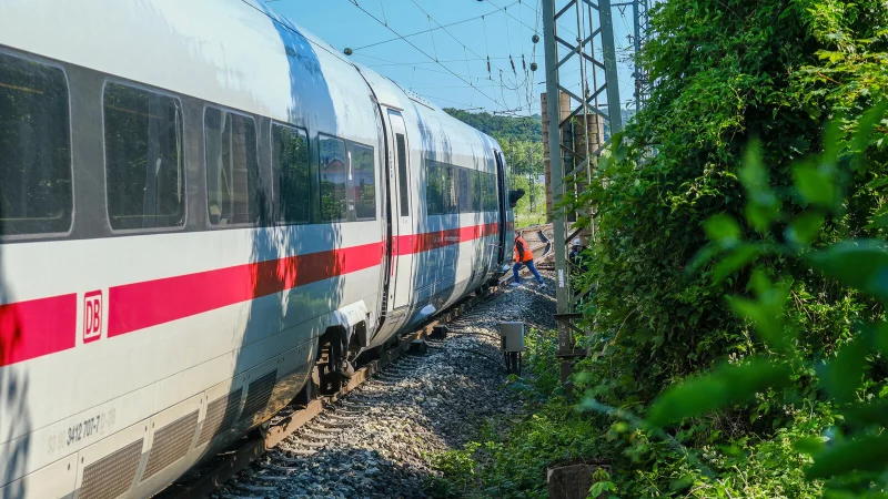 Der ICE in Fahrtrichtung Bielefeld kam etwa 500 Meter vor dem Bahnhof Bielefeld-Brackwede zum Stehen. - © Andreas Zobe