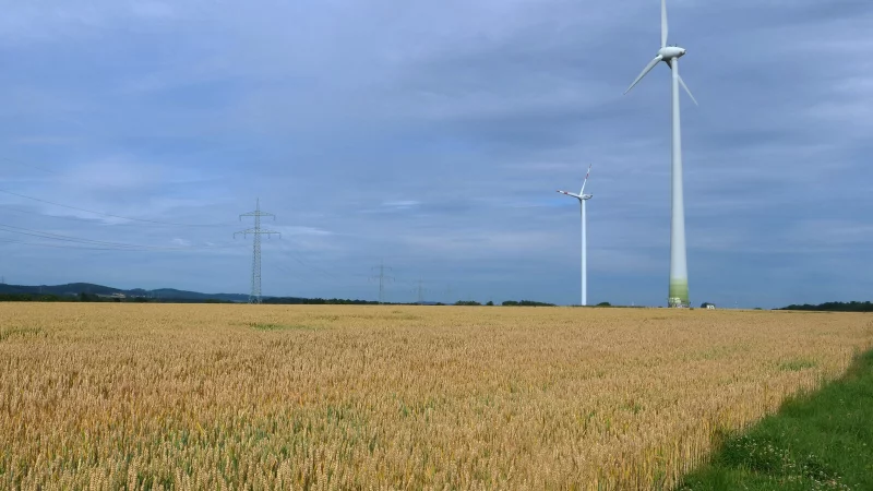 In Leopoldshöhe könnten sechs neue Windkraftanlagen mit Höhen zwischen 180 und 250 Metern entstehen. Ein entsprechendes Prüfverfahren soll klären, ob die vorgesehenen Standorte geeignet sind. Auf dem Bild zu sehen: Windräder im Ortsteil Greste. Foto: Düsterberg - © Martin Düsterberg