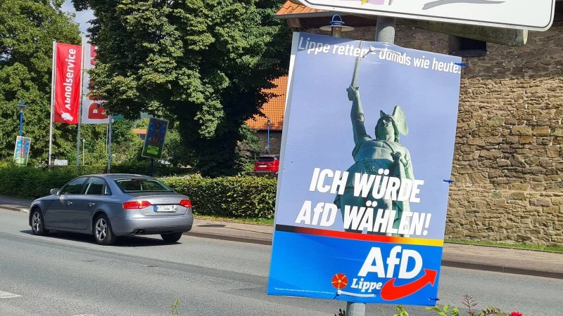 Eine kurze Weile hat das umstrittene Plakat auch in Schieder an der Ortsdurchfahrt gehangen, mittlerweile hat es aber jemand zerst&ouml;rt. - &copy; Marianne Schwarzer