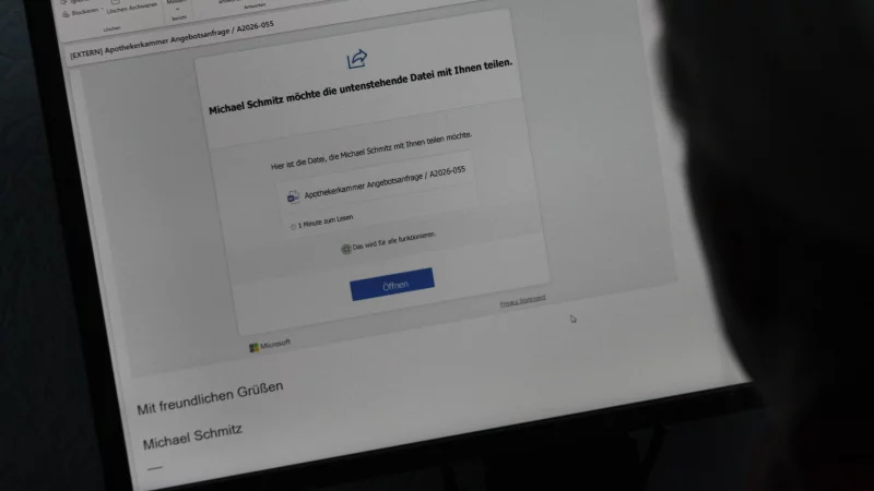 Vor dieser Phishing-Mail vom Server der Apothekerkammer Westfalen-Lippe warnt die Kammer. - &copy; Carolin Nieder-Entgelmeier