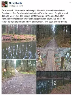 Spielstart: Das erste Versteck des kleinen Hermanns von Sonntag. - &copy; Facebook/Screenshot/Oliver Budde