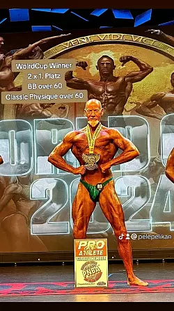 Hans-J&ouml;rg Pelikan ist mir 64 Jahren immer noch extrem durchtrainiert. - &copy; Privat