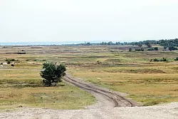 Ein Blick &uuml;ber eine Schie&szlig;bahn in der Senne. Am Horizont ist noch schwach der Haustenbecker Turm zu erkennen. - &copy; Fotos: Engelhardt