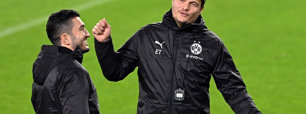 Nuri Sahin (l) folgt Edin Terzic und wird neuer BVB-Trainer. - &copy; Federico Gambarini/dpa