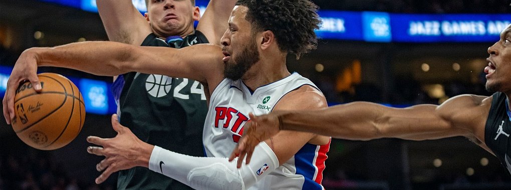 Cade Cunningham (M) war beim Sieg der Pistons der dominante Spieler auf dem Platz. - © Rick Egan/AP/dpa