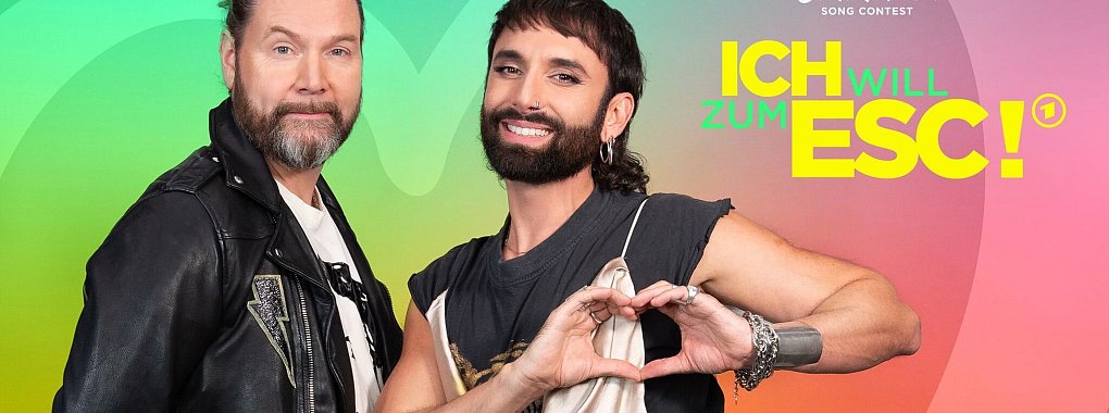 Rea Garvey (l) und Conchita Wurst in der Kulisse von &laquo;Ich will zum ESC!&raquo;. - &copy; Andr&eacute; Kowalski/NDR/dpa