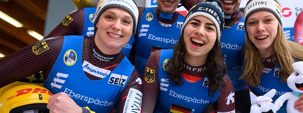 Stark im Team: Deutschlands Rodlerinnen und Rodler. - © Robert Michael/dpa