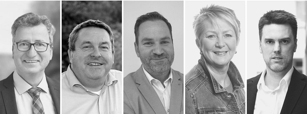 Diese Kandidaten wollen das Landratamts übernehmen: Jens Gnisa (CDU), Dr. Axel Lehmann (SPD), Carsten Möller (FDP), Ursula Jacob-Reisinger (Die Linke) und Robin Wagener (Grüne) - © CDU Lippe/Martin Hostert/FDP Lippe/DIe Linke Lippe/Grüne Lippe