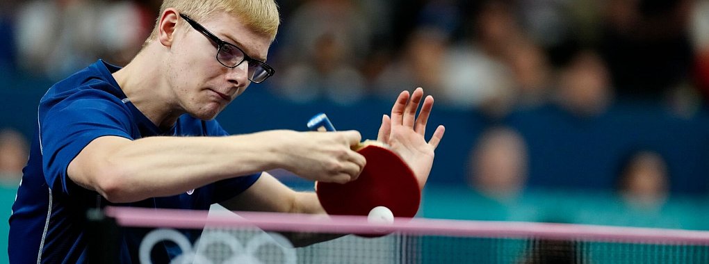 Sorgte für einen EM-Eklat: Frankreichs Tischtennis-Star Felix Lebrun. - © Petros Giannakouris/AP/dpa