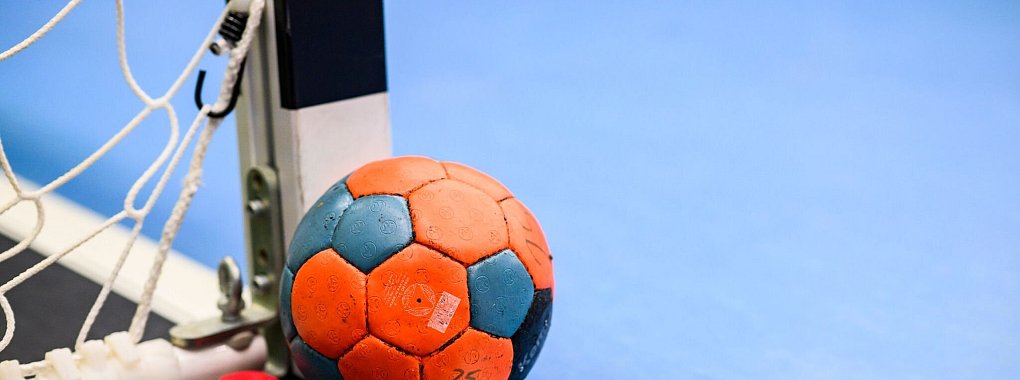Ein Handball liegt neben einem Torpfosten. - © Tom Weller/dpa