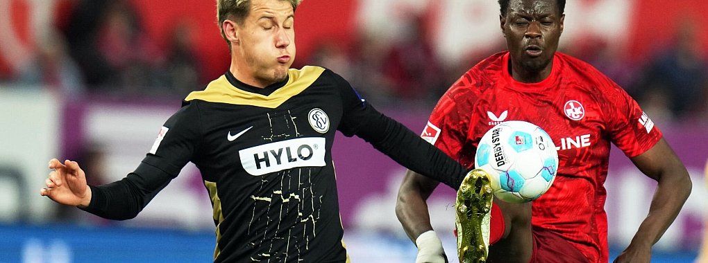 Ragnar Ache (r) brachte den 1. FC Kaiserslautern gegen die SV Elversberg in Führung. - © Thomas Frey/dpa