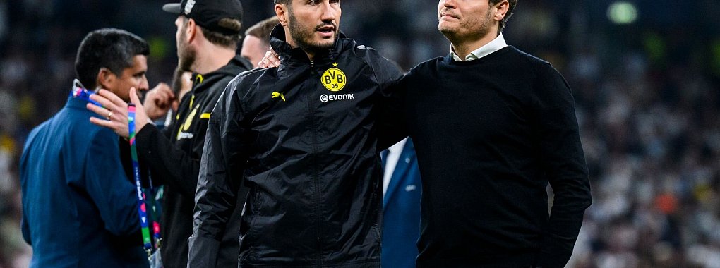 Nuri Sahin (l) k&ouml;nnte der Nachfolger von Edin Terzic als BVB-Coach werden. - &copy; Tom Weller/dpa