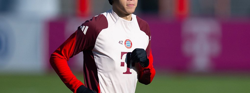 Jamal Musiala noch beim Training in München. - © Sven Hoppe/dpa