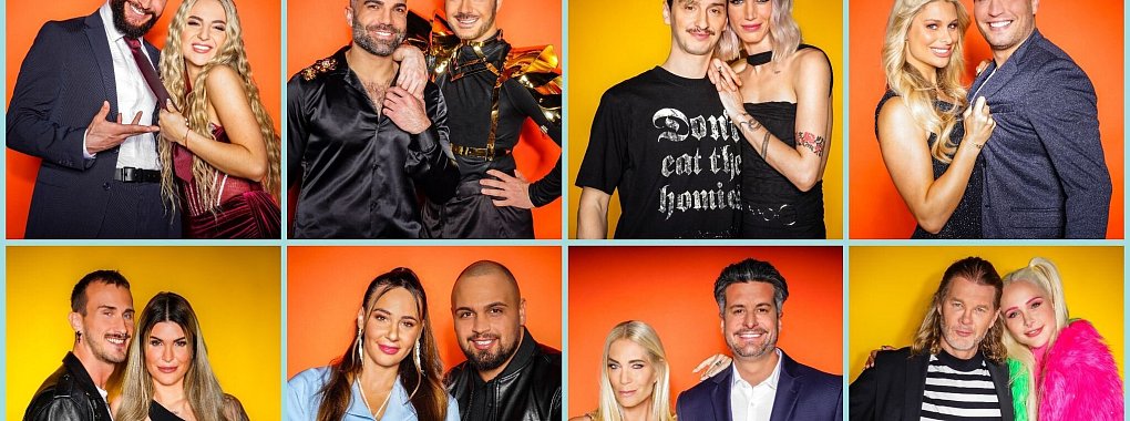 Diese Paare sind 2024 in der RTL-Show &laquo;Das Sommerhaus der Stars - Kampf der Promipaare&raquo; dabei: oben v.l. Influencer Umut Tekin und Emma Fernlund, Rafi Rachek und Reality-Icon Sam Dylan, Model und Influencerin Tessa Bergmeier und Freund Jakob, Vanessa Schmitt und Ra&uacute;l Richter - unten v.l. Reality-Personality Gloria Glumac und Freund Michael, TV-Sternchen Alessia Herren und Partner Can, Designerin Sarah Kern und Tobias Pankow, Model Theresia Fischer und Stefan Kleiser. - &copy; Stefan Gregorowius/RTL/dpa