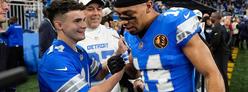 Amon-Ra St. Brown hat mit den Lions derzeit viel Spaß. - © Carlos Osorio/AP/dpa