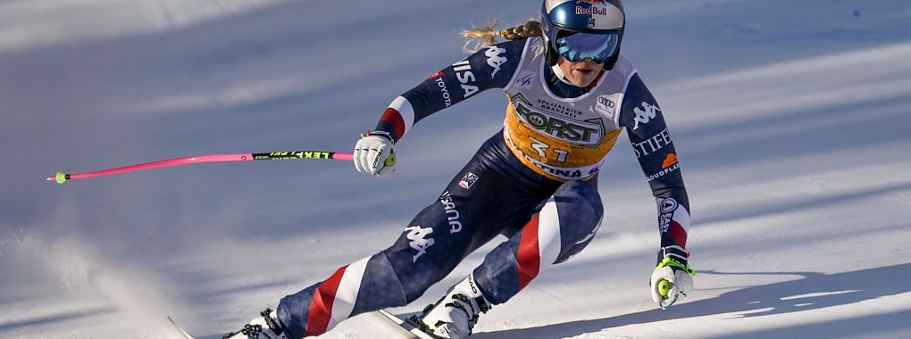 Lindsey Vonn hat es diesmal nicht in die vorderen Ränge geschafft. - © Marco Trovati/AP/dpa