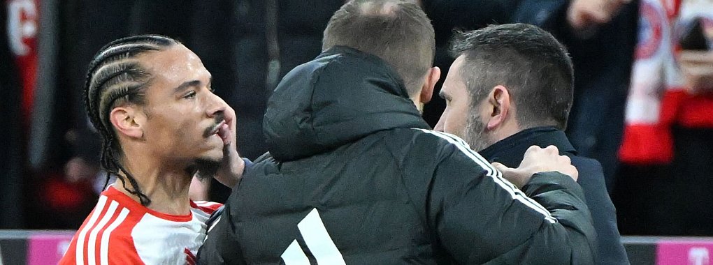 Unions Trainer Nenad Bjelica (r) attackierte Bayern-Star Leroy San&eacute; (l). - &copy; Matthias Koch/dpa