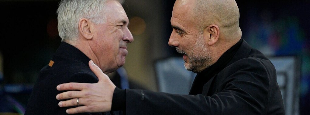 Wiedersehen in der Champions League: Pep Guardiola (r) von Manchester City und Carlo Ancelotti von Real Madrid. - © Dave Shopland/AP