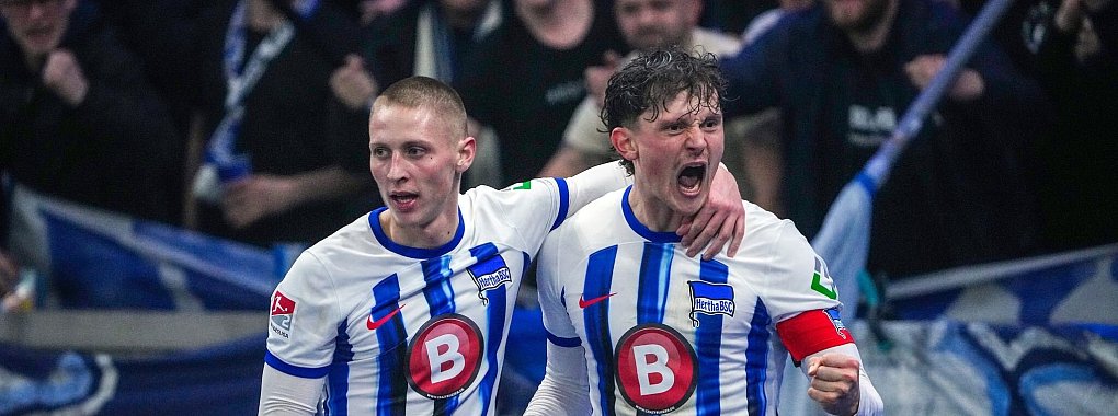 Herthas Matchwinner beim Sieg gegen Magdeburg: Fabian Reese (r). - &copy; Soeren Stache/dpa