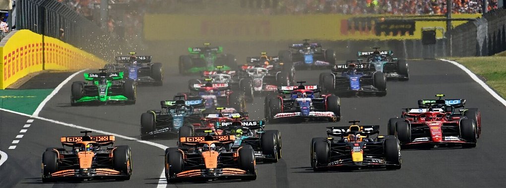 Lando Norris (m.) verteidigt seine Pole gegen Teamkollege Oscar Piastri (l.) - © Denes Erdos/AP/dpa