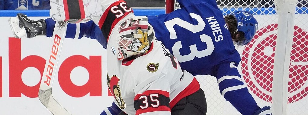 Senators-Torwart Ullmark kassierte zum Playoff-Start sechs Gegentore. - © Frank Gunn/The Canadian Press via AP/dpa