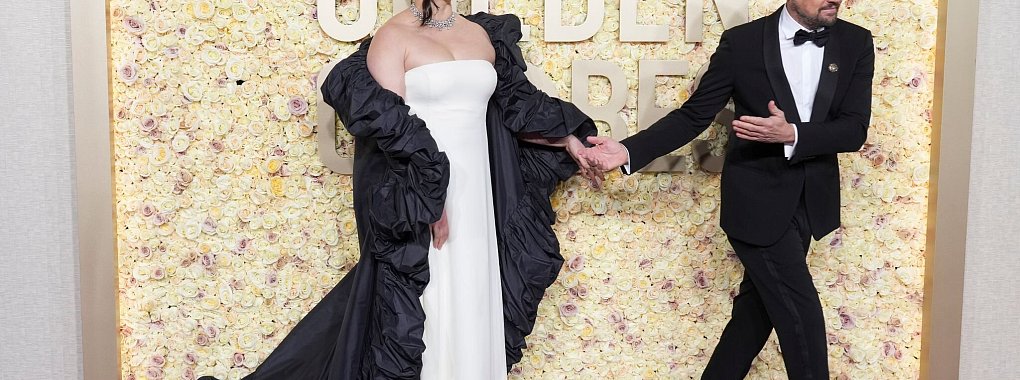 Lily Gladstone und Leonardo DiCaprio hier bei der Golden Globe-Verleihung im Januar. - &copy; Jordan Strauss/Invision/AP/dpa