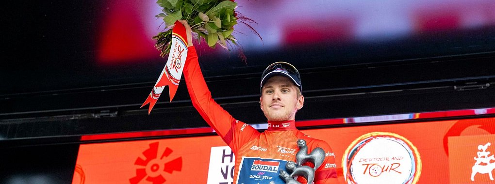 Der Belgier Ilan Van Wilder gewann die Deutschland Tour im Jahr 2023. - © David Inderlied/dpa