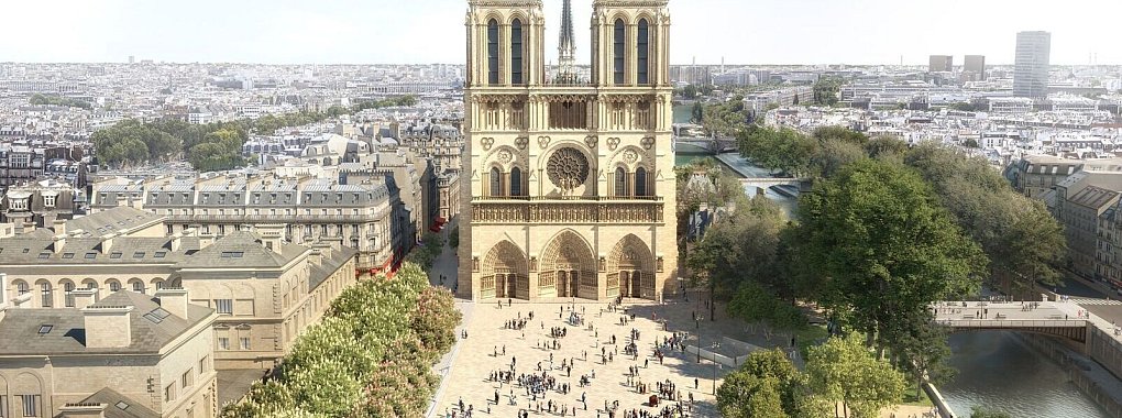 Notre-Dame Vorplatz: Bäume statt Parkplatz - © --/Bassmets+grau/dpa