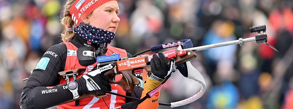 Biathletin Selina Grotian fällt erkrankt in Antholz im Einzel aus. - © Martin Schutt/dpa