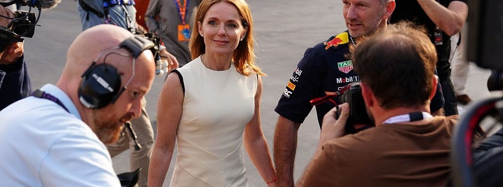 Red-Bull-Teamchef Christian Horner und seine Ehefrau Geri Halliwell beim Großen Preis von Bahrain. - © David Davies/PA Wire/dpa