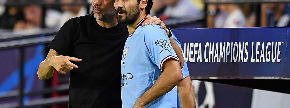 Pep Guardiola (l) und Ilkay G&uuml;ndogan: Bald wieder in einem Team? - &copy; Jose Breton/AP/dpa